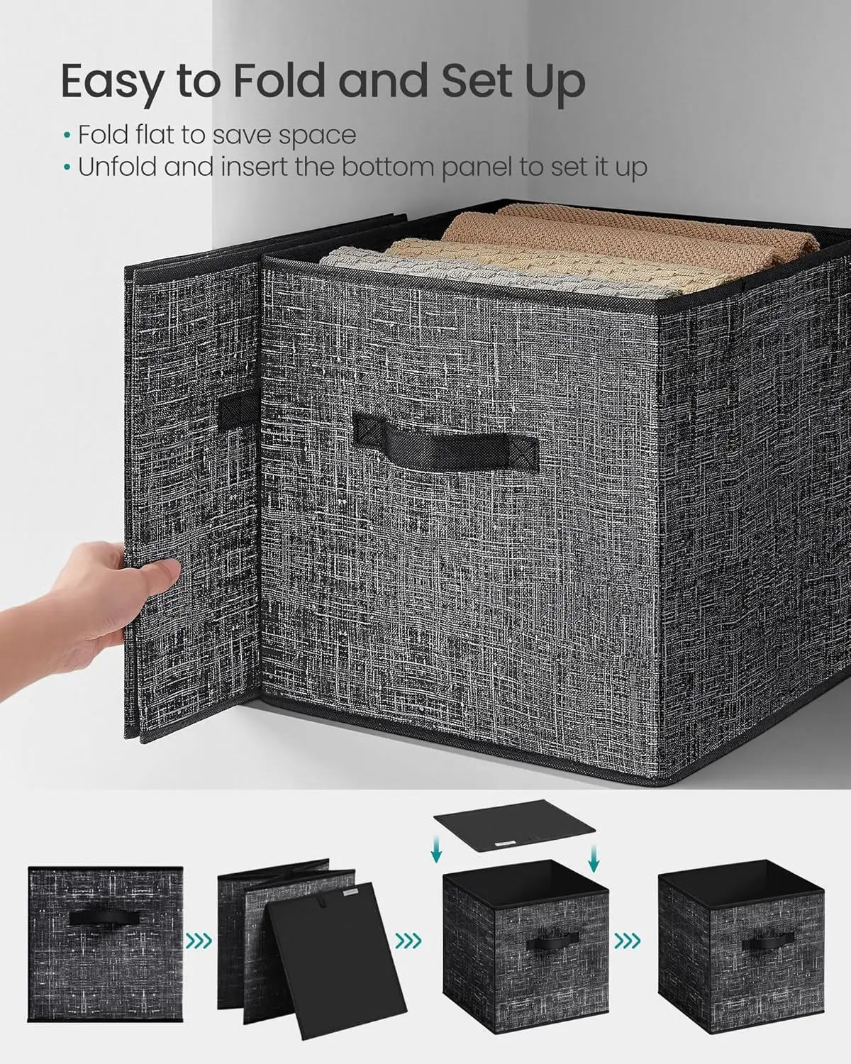 Storage Cubes, 13-Inch Non-Woven Fabric Bins with Double Handles, Set of 10, Closet Organizers for Shelves, Foldable, for Clothe 6
