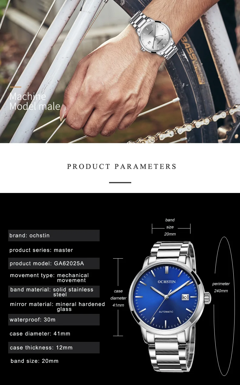 OCHSTIN Nuovo orologio da polso meccanico di lusso da uomo in acciaio inossidabile GMT Orologio da uomo automatico Hardlex di alta qualità Reloj Hombre 2022_voghion.com