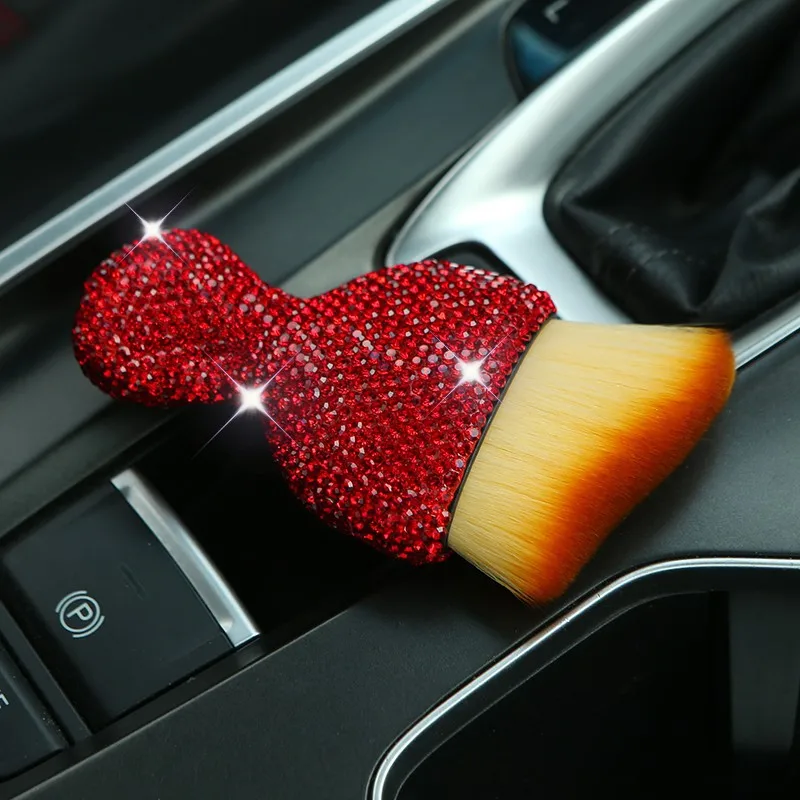 1Pc Bling Diamond Car Interior Dust Sweeping Soft Brush Car Washing Tool Keyboard Gap Car Dust Brush out Trend Cleaning Brush 4