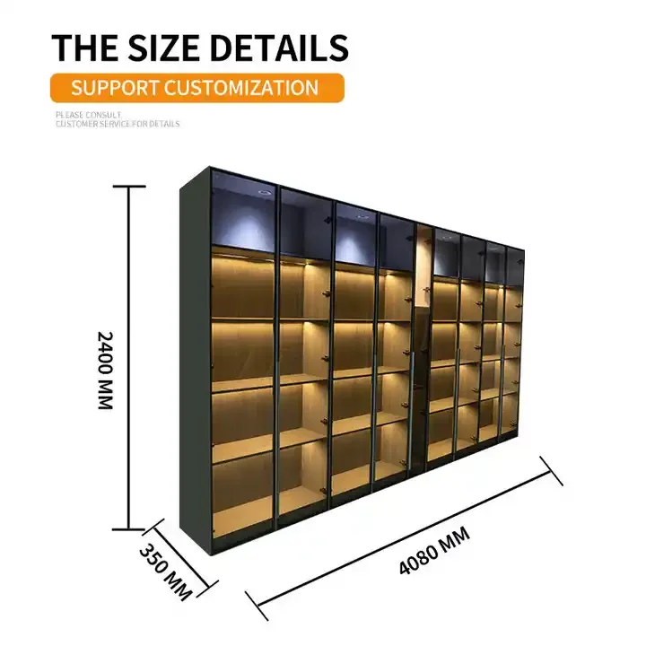 Commercial Design Wooden Display Luxury Wall Large Wine Shelf Cellar Whiskey Glass Display Wine Rack Cabinet
