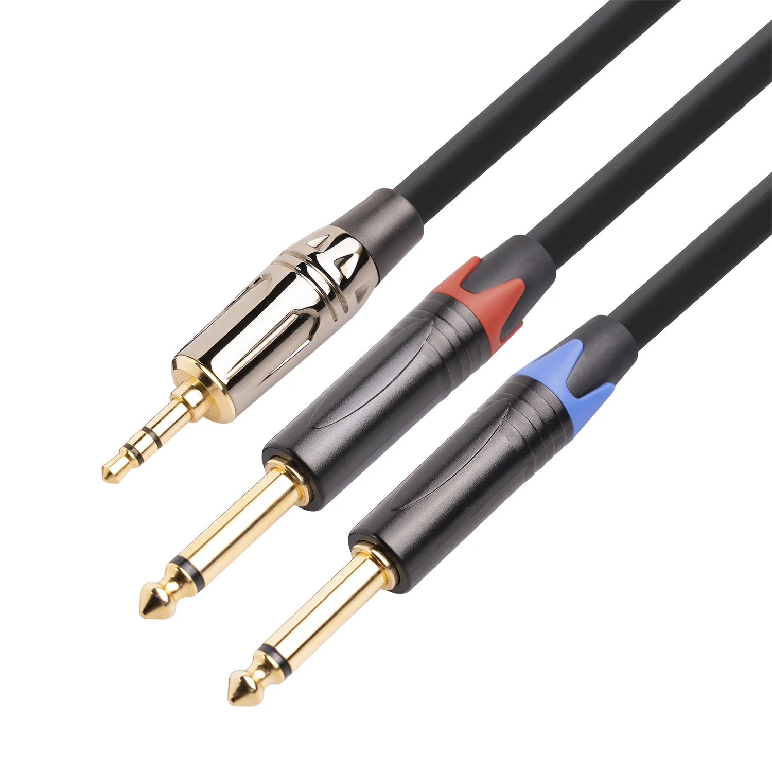 

1M 2M 3.5mm male to dual 6.35 mono male audio cable for mixer, player, recording equipment, sound card