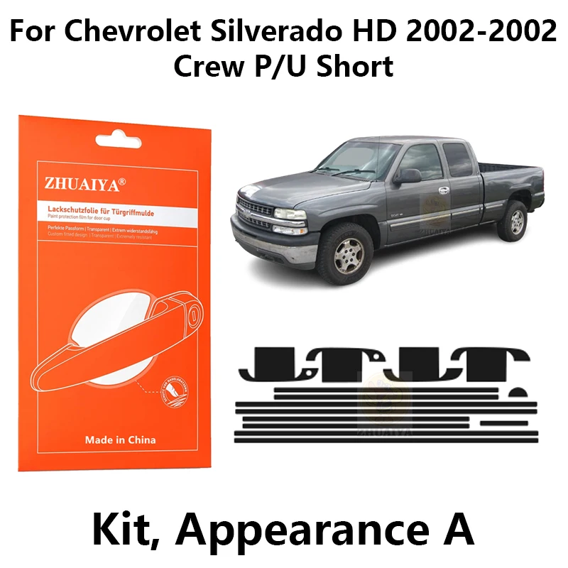 

ZHUAIYA защитные края дверной ручки защитная пленка для краски ТПУ PPF для Chevrolet Silverado HD 2004-2002 Crew P/U короткий