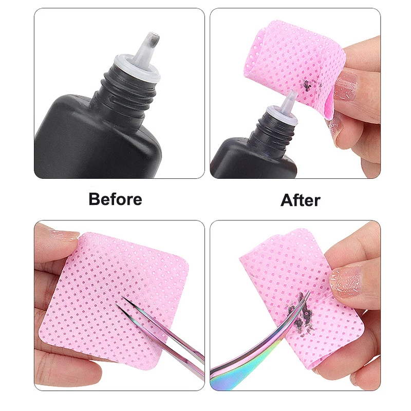 Nail Polish Remover 200Pcs/Box Lint Free Nail Wipes Eyelash Extension Glue Wipes Cleaner Cloth Non-Woven Fabric Nail Gel Polish Remover Cotton Pads