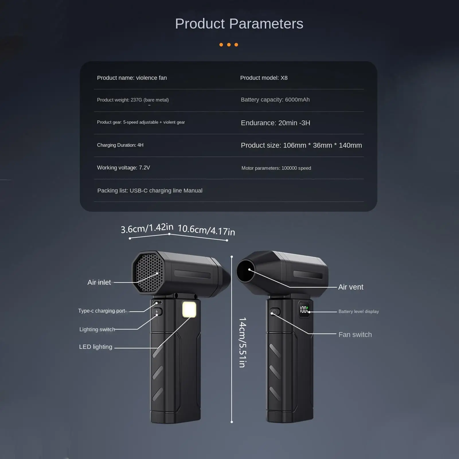 압축 공기 먼지 제거기 6000mAh 충전식 100000RPM 먼지 제거 도구 전자제품 컴퓨터 가정용 휴대용 먼지 송풍기 팬