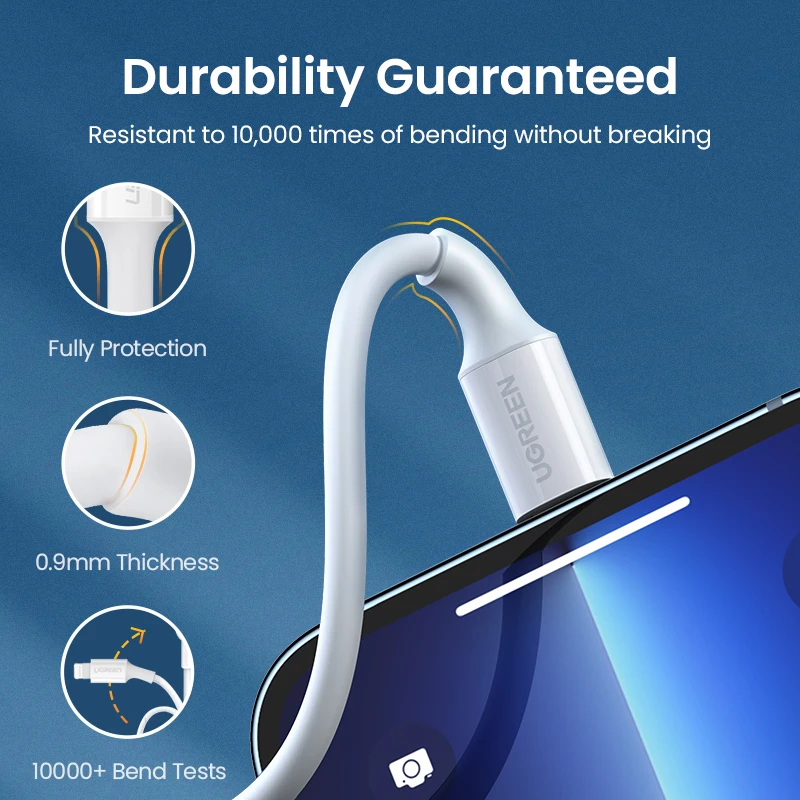 UGREEN MFi Certified Enhanced USB to Lightning Fast Charging Cable, Braided, Multiple Lengths Available