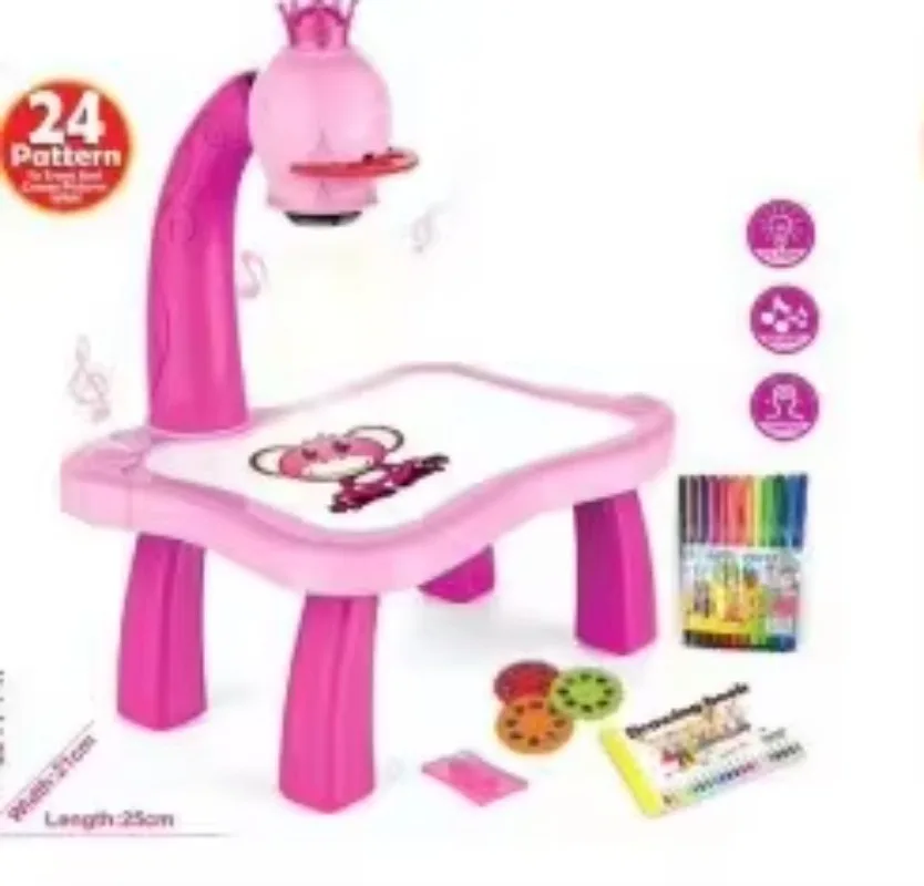 Children Painting Board Desk Led Projector Art Drawing Learning Table Educational Toys Kids Drawing Projector Toy
