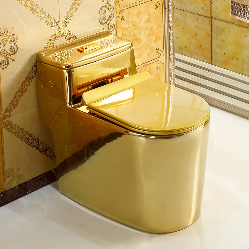 

European-Style Hotel Club Golden Toilet Ultra-High Siphon Mute Pumping Toilet Personal Household Creative Toilet
