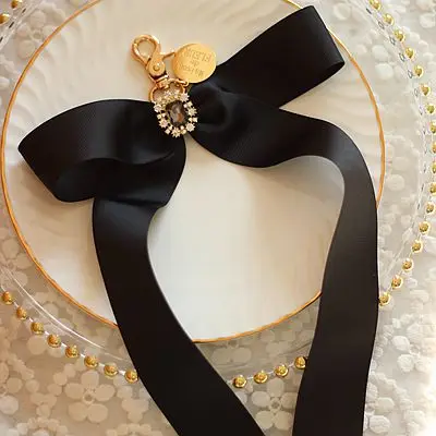 Japanese Lolita Silk Ribbon Handbag Pendant Backpack Bow Macaron Candy Color Rhinestone Keychain Sweet Bag Charms
