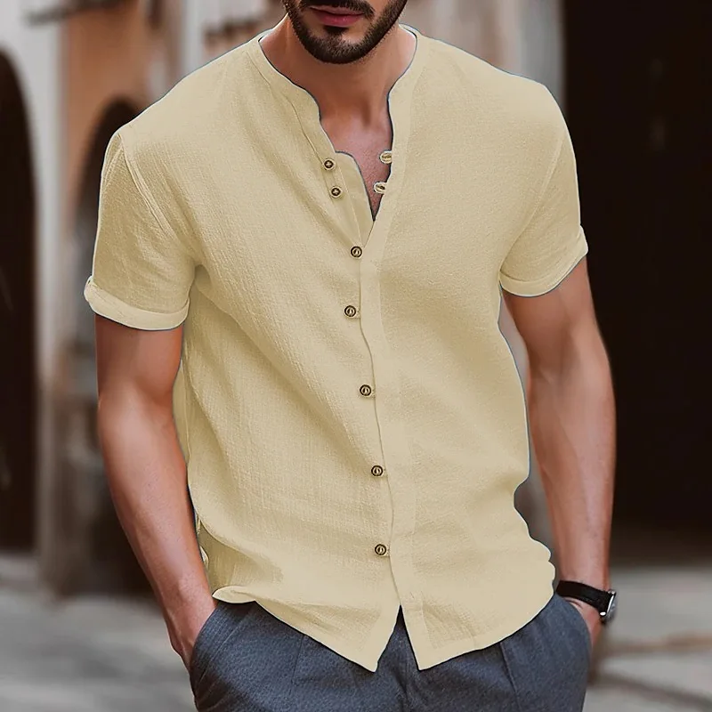 Mens Cotton Linen Summer Business Shirts