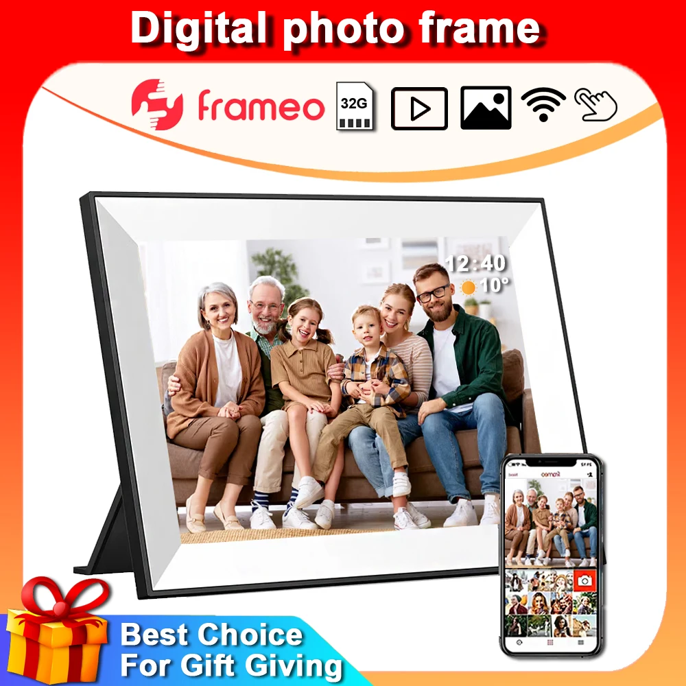 10.1 Inch Touch Screen Digital Picture Frame WIFI Video Frame Digital Photoframe Built-in 32GB Storage for Photos Video Frameo