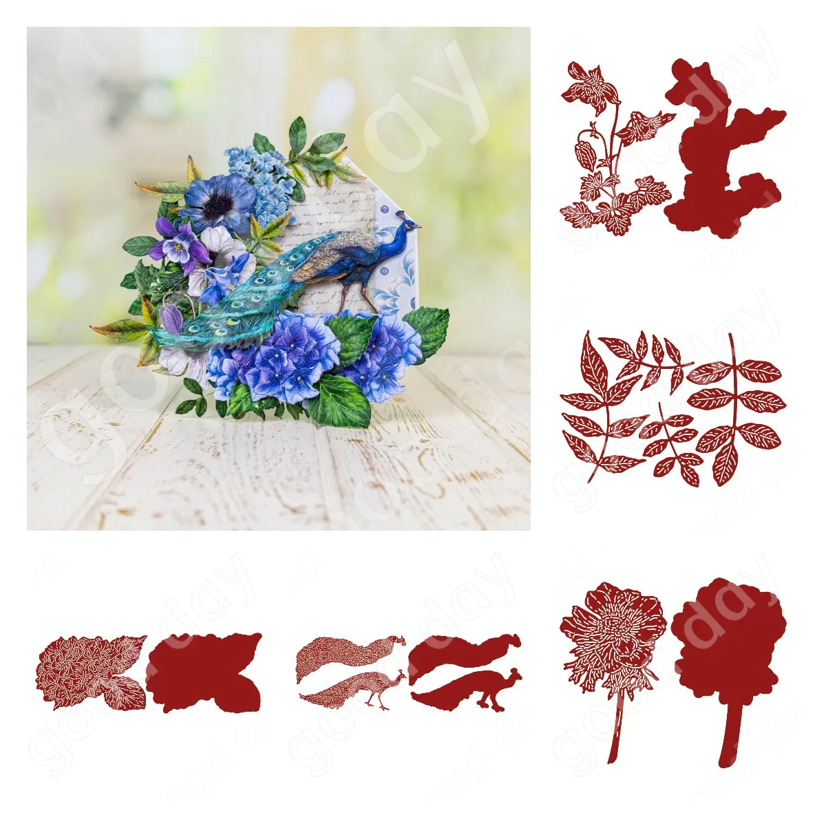 

New Peacock and Flowers Metal Cutting Dies Scrapbook Diary Decoration Embossing Template Diy Greeting Card Handmade Hot Sale
