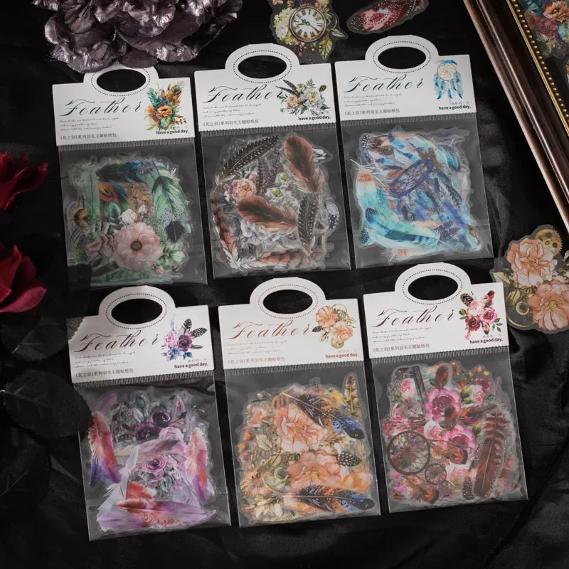 

40 pcs PET stickers Kawaii Stationery stickers feather flower Diary Planner Decorative Stickers Scrapbooking 6 options