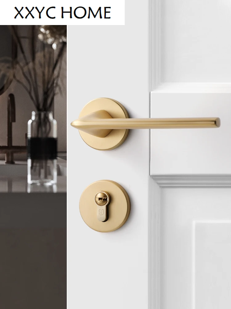 ~Modern Light Luxury Door Locks Indoor Bedroom Silent Magnetic Wood Door Locks Split Household