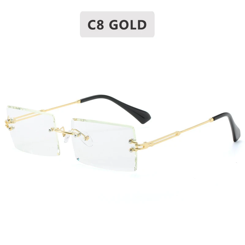  - 2023 Retro Sunglasses Women Brand Designer Rimless Gradient Sun Glasses Fashion Shades Cutting Lens Ladies Frameless Eyeglasses