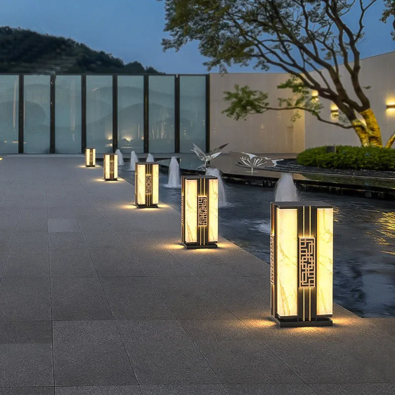 야외 태양광 LED 잔디 조명, 방수 IP65 조경 모조 대리석 가로등, 빌라 안뜰 정원 장식
