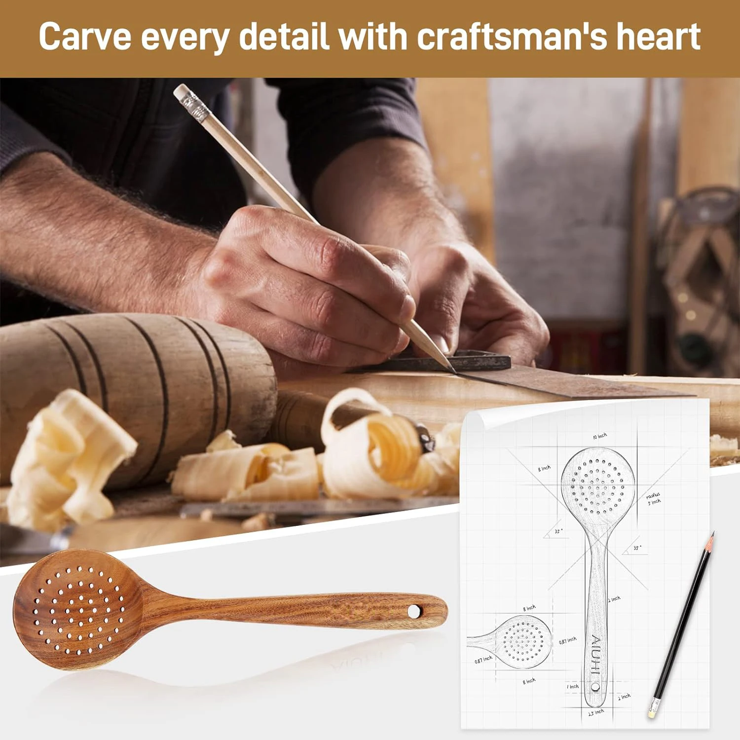 1pcs Wooden Spaghetti Server Strainer Spoon Mixing Spoon for Cooking Slotted Spoon Handmade Natural Colander wooden serving spoon ladle