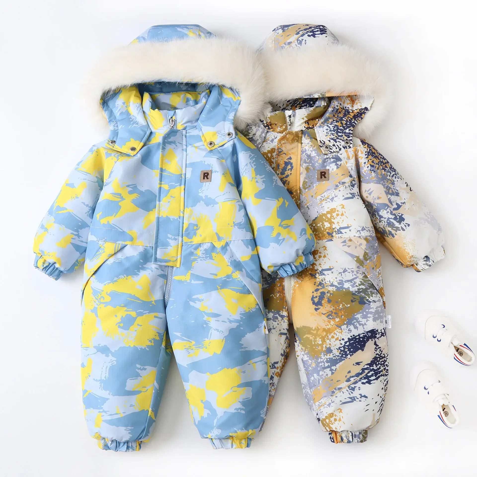 Winter Kids Snow Suit Floral Printed Ski Coat