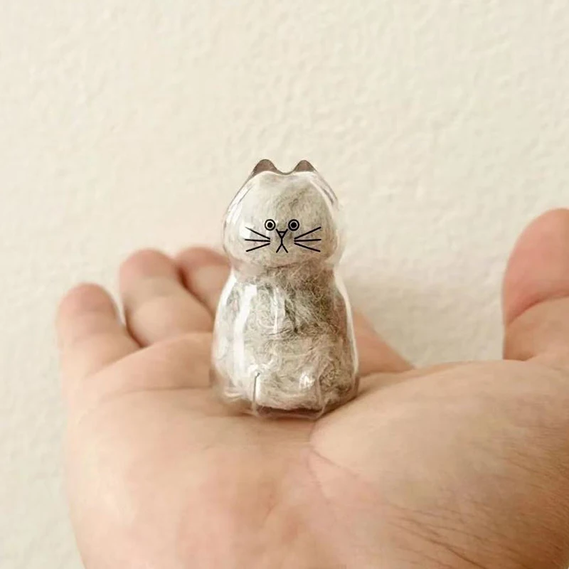 Transparent Cat Shape Acrylic Keychain For Hair Keepsake Keyring Pendant Storage Boxes Animal Hair Collection Gift For Pet Owner
