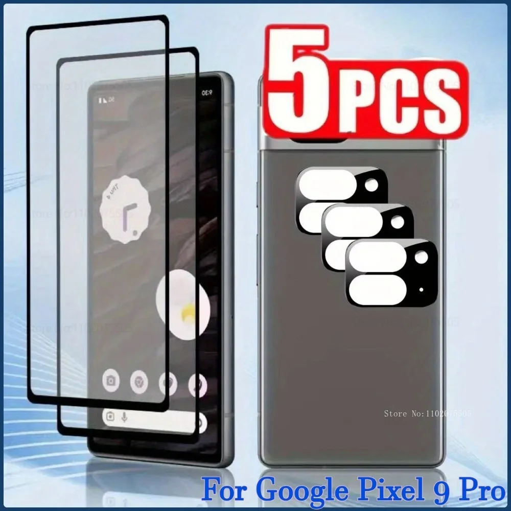 [2+3]2 Stück 9D gehärtetes Glas + 3 Stück Objektivschutzfolie für Google Pixel 9 Pro 9/9a Pixel 8a 7a 7/8 Pro 5 6 Pro Protect Phone Film