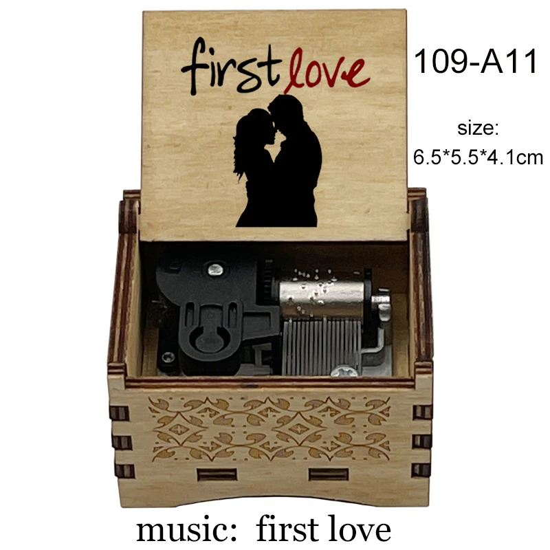 First Love Music Box Wooden Clockwork Musical Gifts For Girlfriend Lovely Birthday Christmas Cafe Decor Ornament