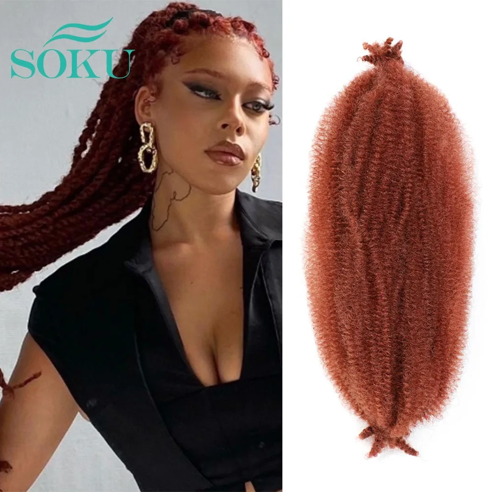 

SOKU 18/30 Inch Copper Red Springy Afro Twist Hair Synthetic Pre-Separated Curly Hair Extension Crochet Braiding Hair For Women