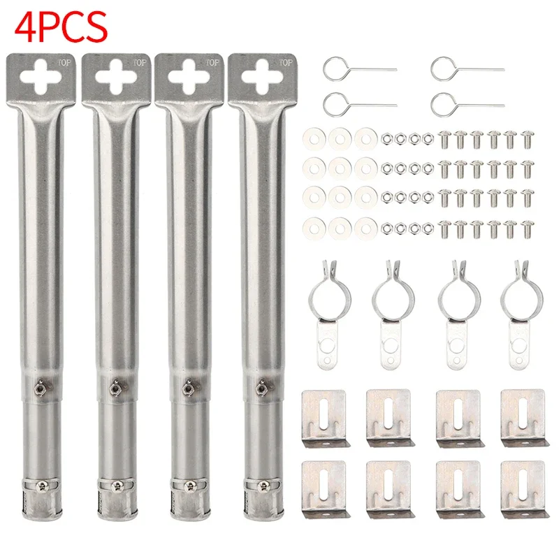 4PCS Universal Stainless Steel Pipe Tube Burners BBQ Grill Tube Burners BBQ Gas Grill Parts Replacement For Lowes Model Grills