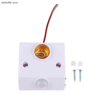 PIR 모션 감지 스위치가 있는 새로운 램프 홀더 너트 소켓 1 개, 램프 홀더 너트 소켓 전구 소켓 AC 90V-250V