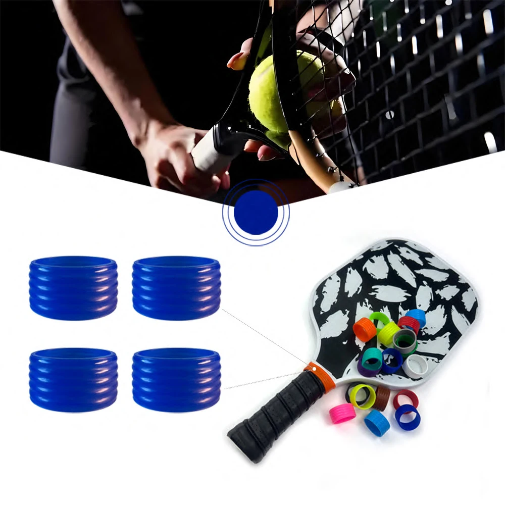 Tennis Racket Grip Round Elastic Silicone Ring Fixed Grip Rubber Sweat-Absorbent Belt Racket Sports Accessories 4Pcs