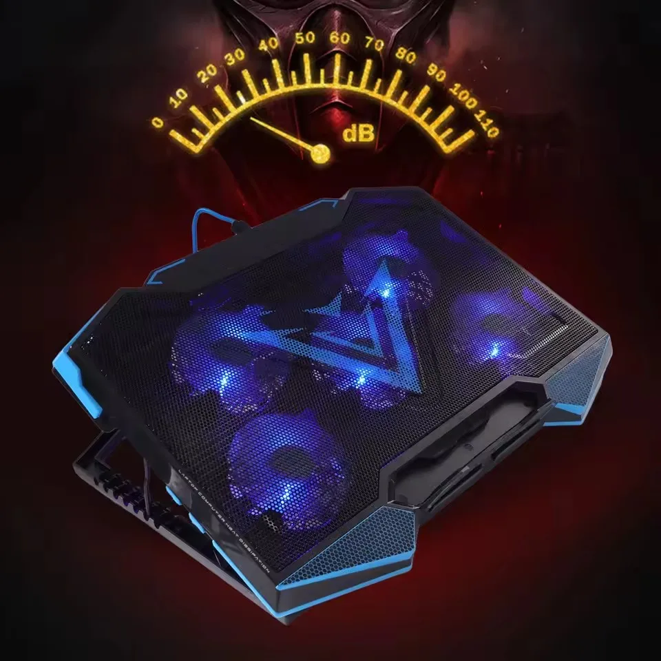 5개의 고속 팬이 있는 노트북 쿨링 패드 스탠드, 접이식 및 각도 조절 가능, 최대 18인치 노트북과 호환 가능