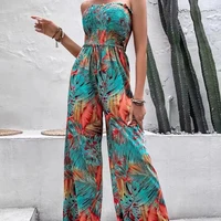 Summer 2024 New Fashion Tube Top Casual Jumpsuit for Women Chic Casual Lace Up Print Women Jumpsuit Holiday Lady Clothes - Image 4