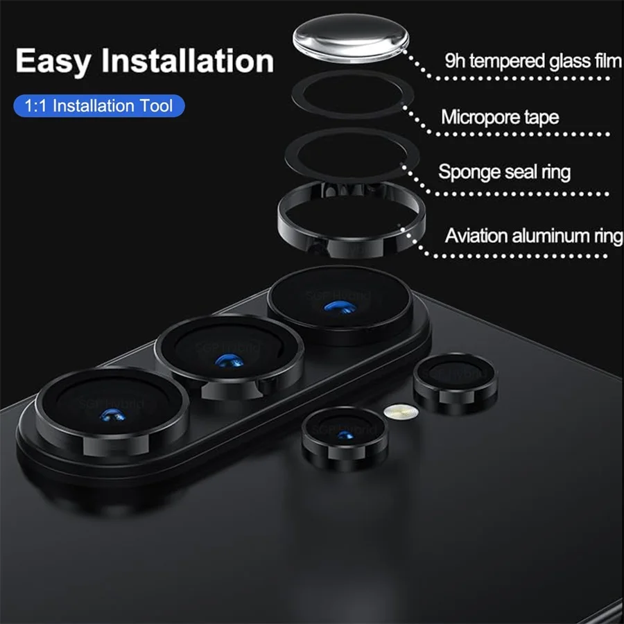 Enhanced Metal Ring Lens Glass Camera Protector Cover - Premium Accessories