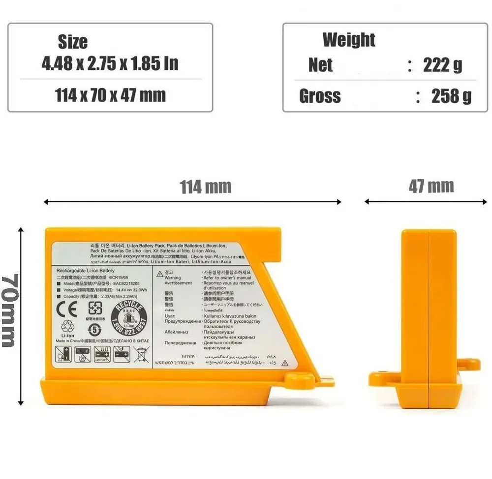 Sweeping Mopping Robot Vacuum Cleaner battery For LG  VR65720LVMP VR65715LVM EAC62218205 VR66750LVWP EAC60766107 AGM30061001 6
