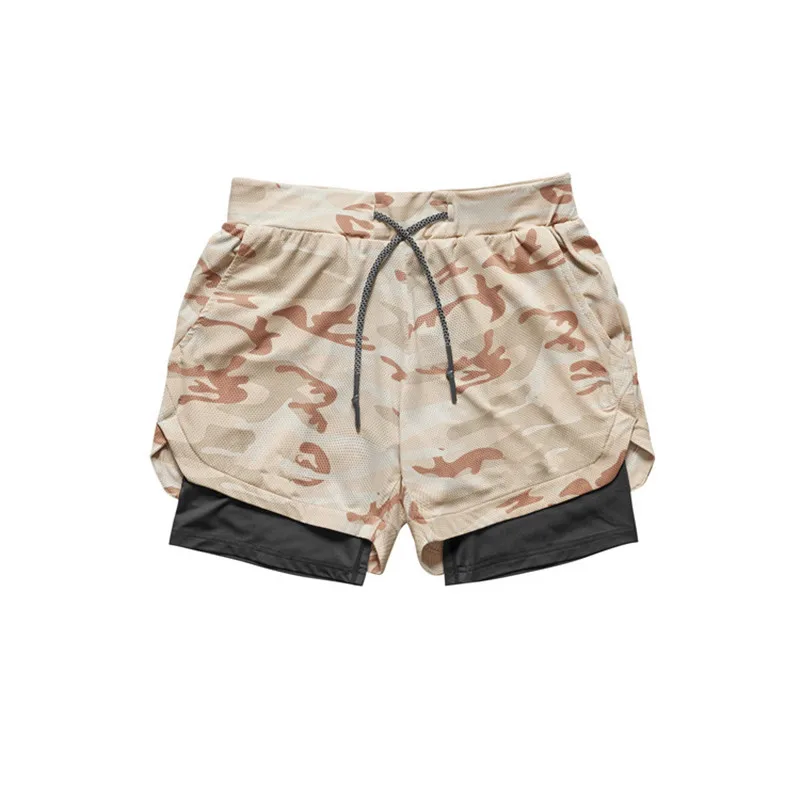

2022 Camo Running Shorts Men 2 In 1 Double-deck Quick Dry GYM Sport Shorts Fitness Jogging Workout Shorts Men Sports Short Pants