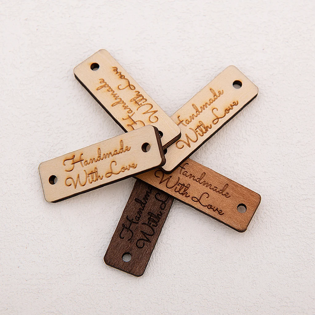 Rectangular Wooden Label, Wooden Buttons, Personalized,Wood Name Tag, Gift Tags, Laser Engraved, DIY Wood Craft