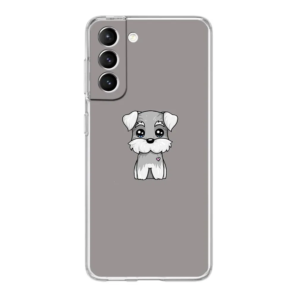 Clear Soft Cover Phone Case with Cartoon Schnauzer Dog Design