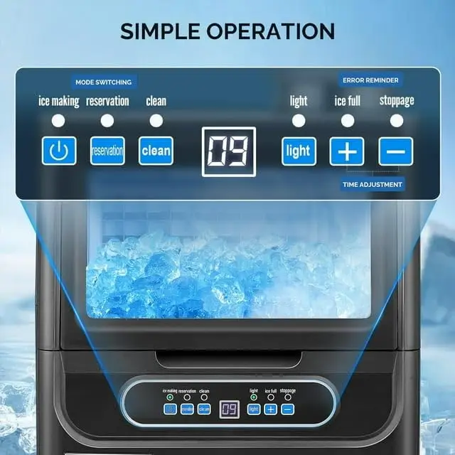 Countertop Ice Maker with 2 Water Inlets & Appointment Function, Freestanding Ice Machine with 11lbs Storage Bin, Ice Scoop, Dra 2