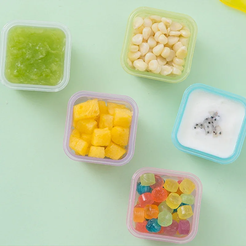 Baby Food Storage Containers 4pcs BPA Free Mini Baby Food Storage Containers Baby Learning Dishes Auxiliary Bowl Portable Sealed Storage Boxs Can Microwave