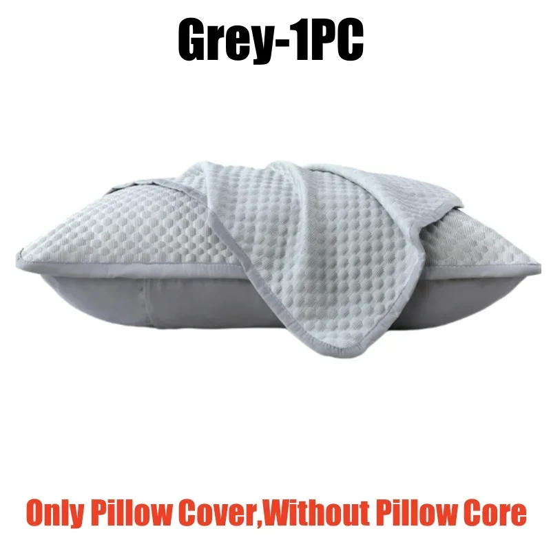 Cooling Ice Silk Pillowcase - Solid Color, Washable Summer Bean Fabric Cover