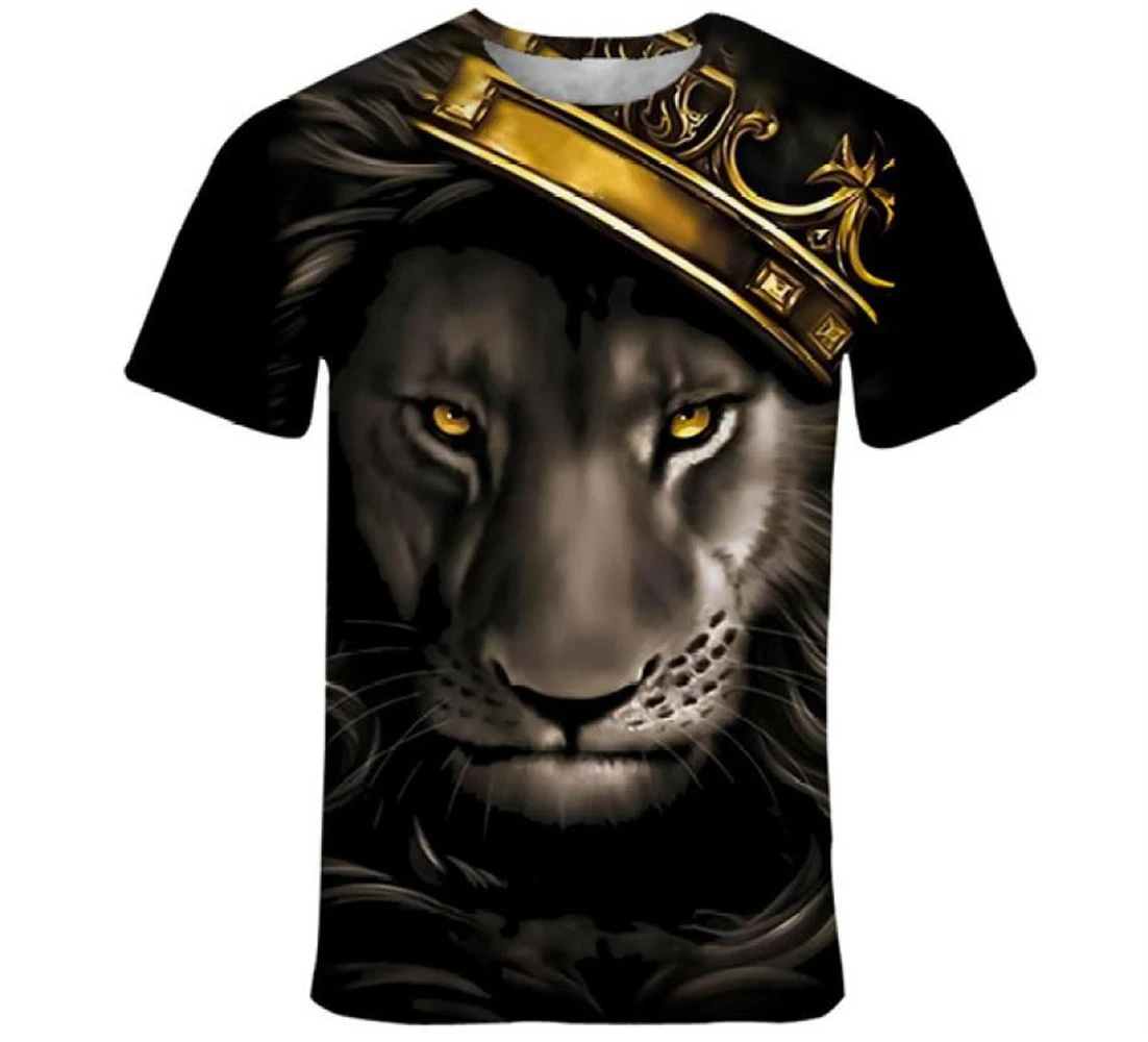 

Lion 3D Printing T-shirt Personalized Customization High Quality Large Size Sports Casual Short Sleeve Summer Street Clothing