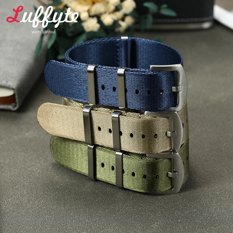 Premium Nylon Watch Strap - Soft, Stylish Wristband in Blue, Green, and Gray,