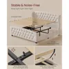 Bed Frame with Tall Headboard,Upholstered Platform Bed Frame King Size,with Wingback Tufted Headboard and Footboard,Wooden Slats 2