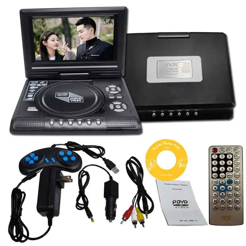 7.8 Inch Portable Home Car DVD Player VCD CD Game TV Player USB Radio Adapter Support FM Radio Receiving-EU Plug dvd player cd player