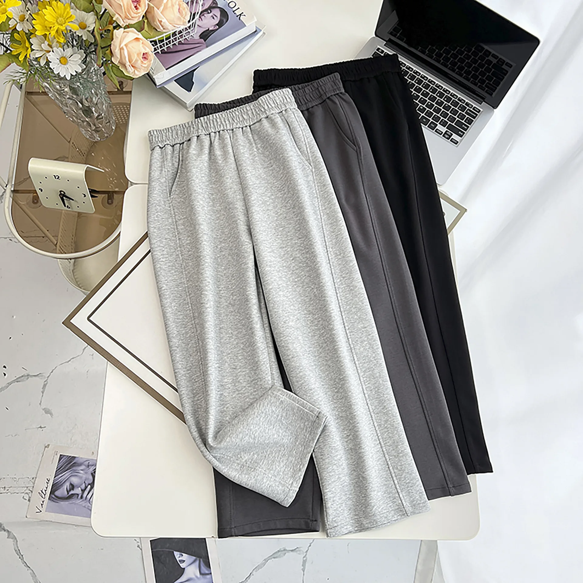 Women's Plus Size 2025 Spring/Fall Harem Pants High-Waisted Loose Fit Casual Sweatpants With Elastic Waist Soft Cotton Blend