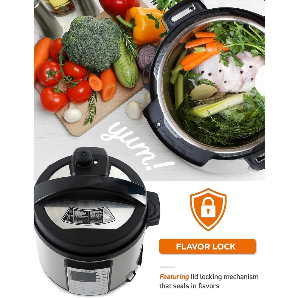 Electric Pressure Cooker 6.3 Quarts, 24-Hour Preset Timer, Stainless Steel Interior with Safety Features 5