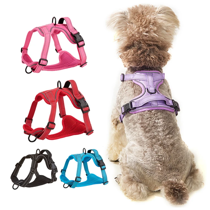 

Reflective Dog Harness Chest Strap Vest Breathable Adjustable Pet For Large Patch Outdoor Walking Dog Supplies