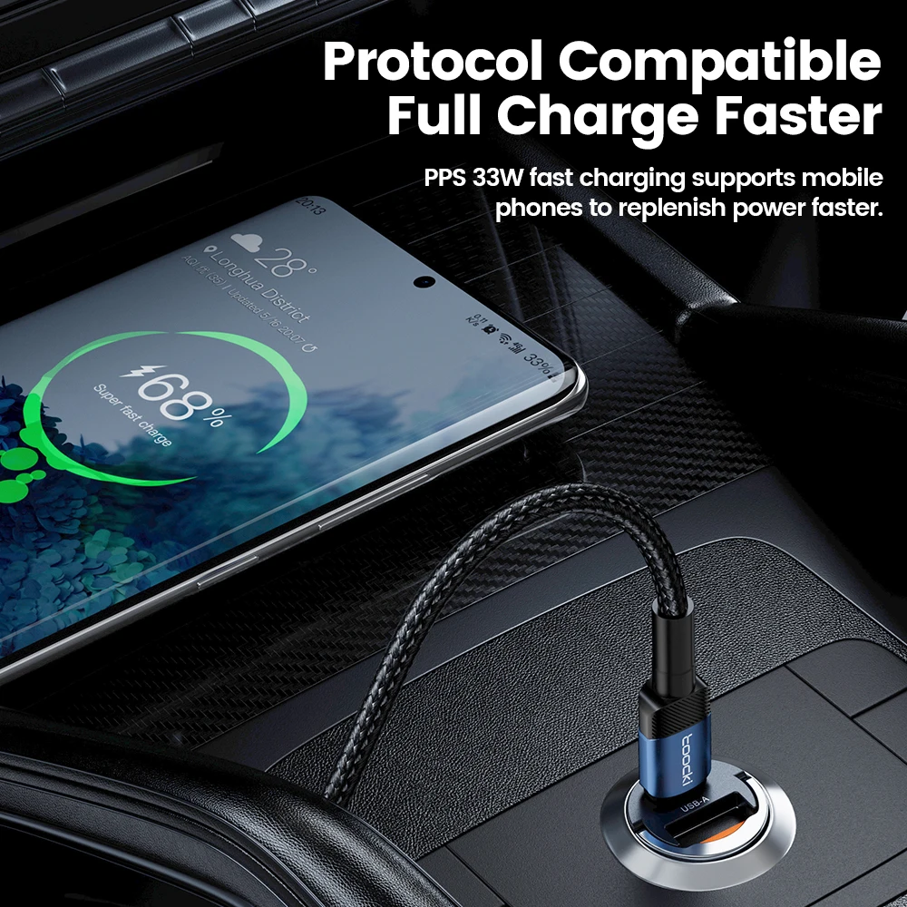 car phone charger Toocki 45W Car Charger Fast Charging PPS 33W PD Fast Type C for iPhone 15 14 13 12 Samsung S23 S22 Xiaomi POCO