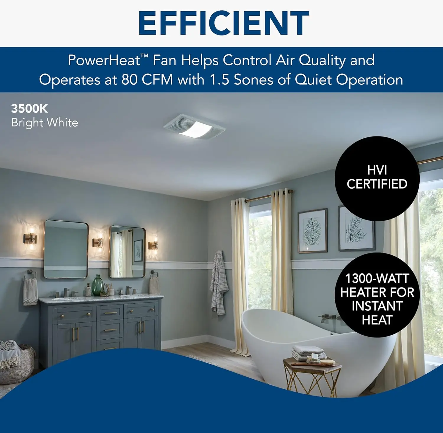 Bathroom Exhaust Fan, Heater, and LED Light Combination 6