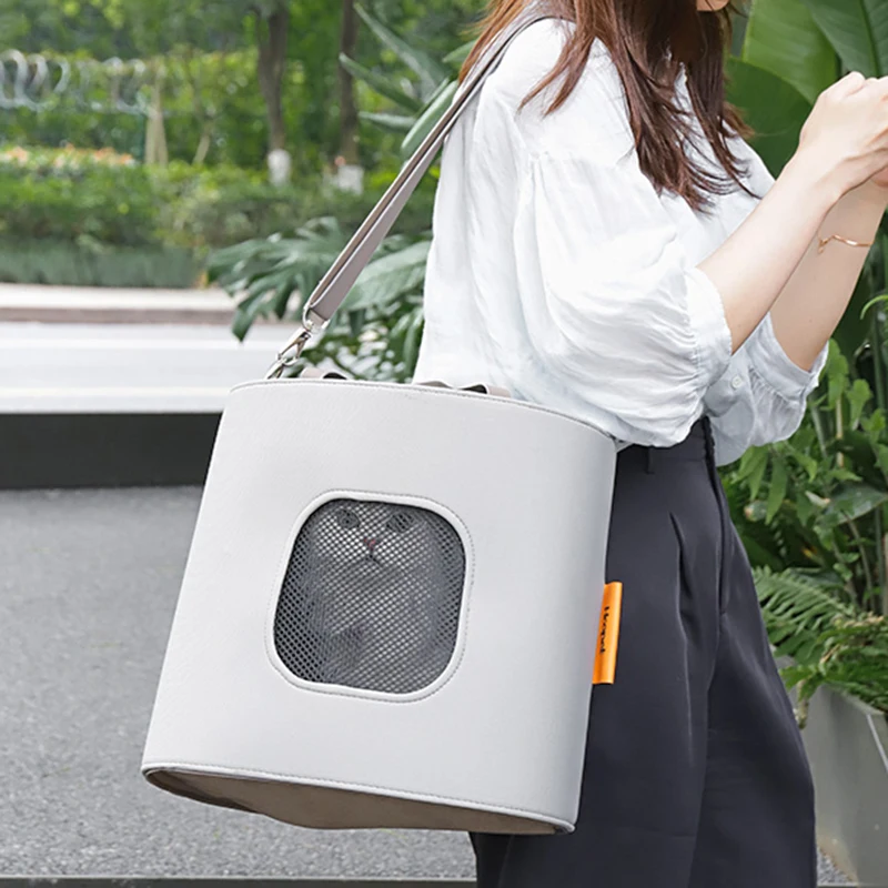 

White Cat Carrier Shoulder Bag Slim Waterproof Women Cute Leather Matt Restraint Car Cat Backpack Winter Sac Chat Pet Supplies