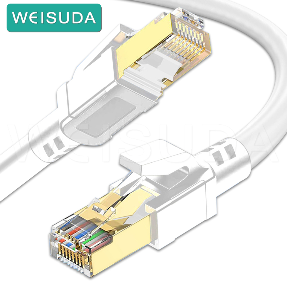 Ethernet Cable CAT8 40Gbps 2000Mhz Internet Patch Cord Copper RJ45 for WiFi Router Security Camera Waterproof Lan Cord Cat 8