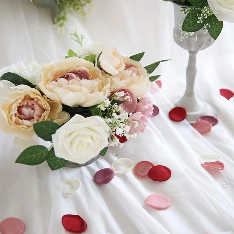 100pcs Silk Rose Petals Red Fake Flowers Handmade Petals for Wedding Girl Basket Aisle Decoration Accessories